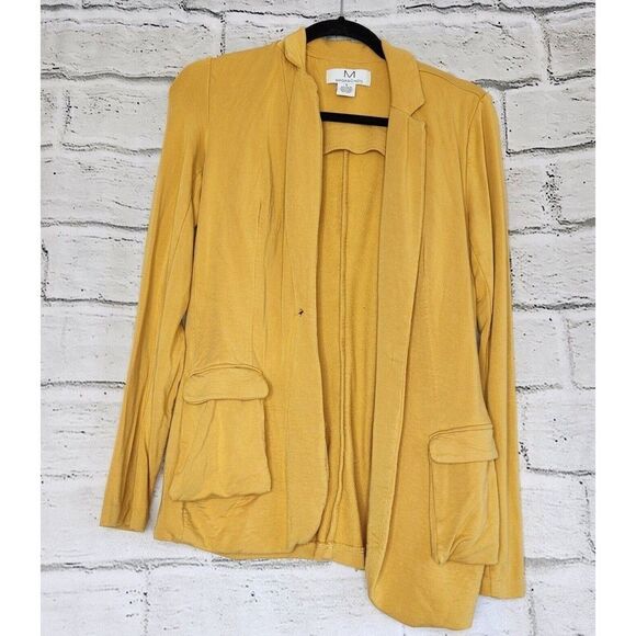 Magaschoni Blazer Women's Size Small Golden Yellow Knit Jacket Long-Sleeved - Picture 1 of 7